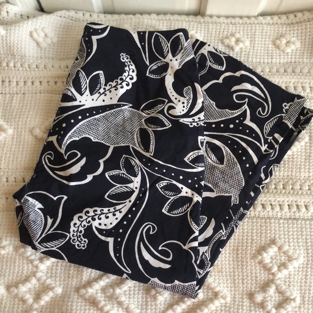 GAP Cotton Blend Straight Leg Side Zip Mid Rise Print Cropped Trouser Pant 10